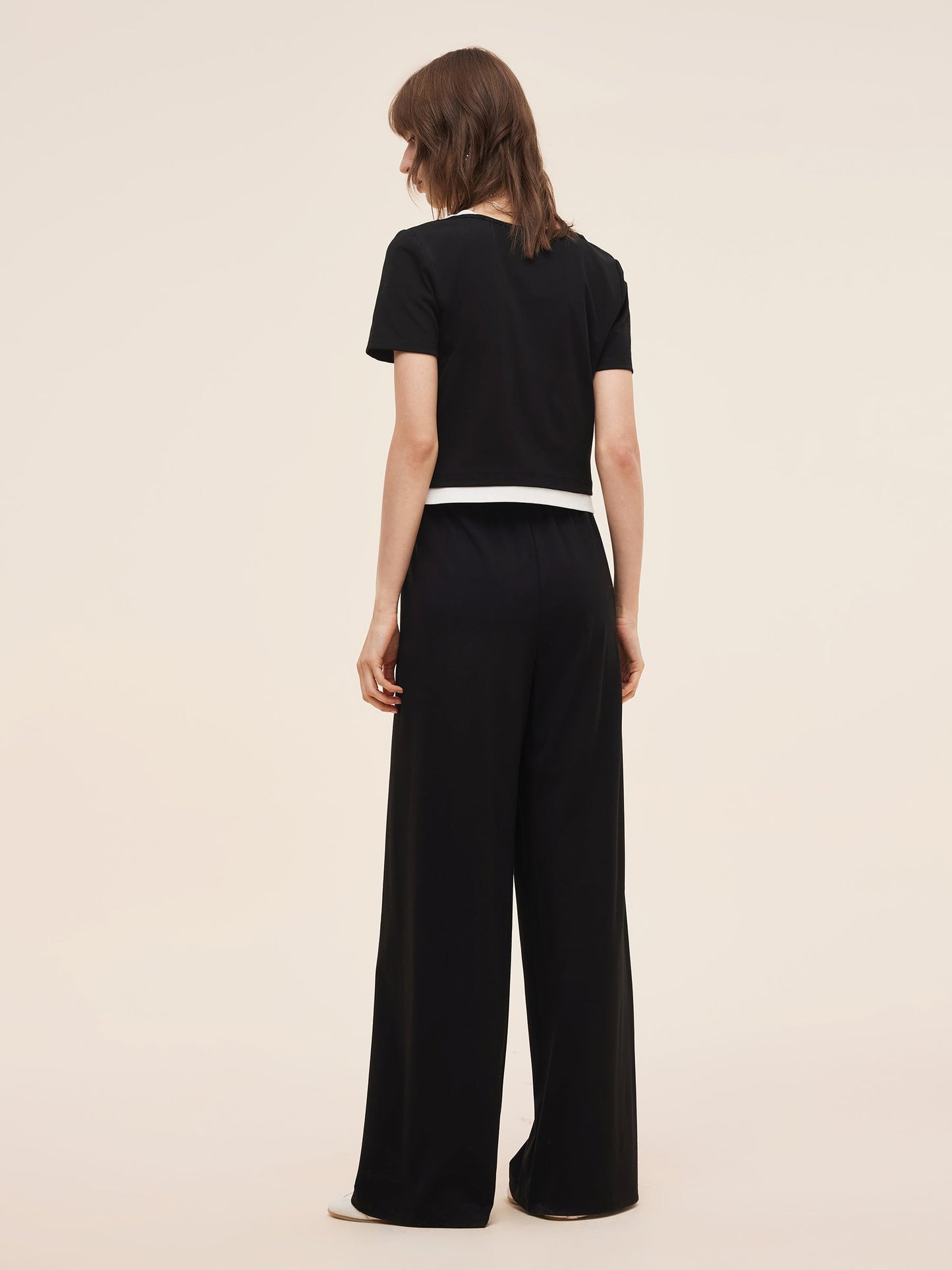 Mock Layered Knit Top And Pants Two-Piece Set