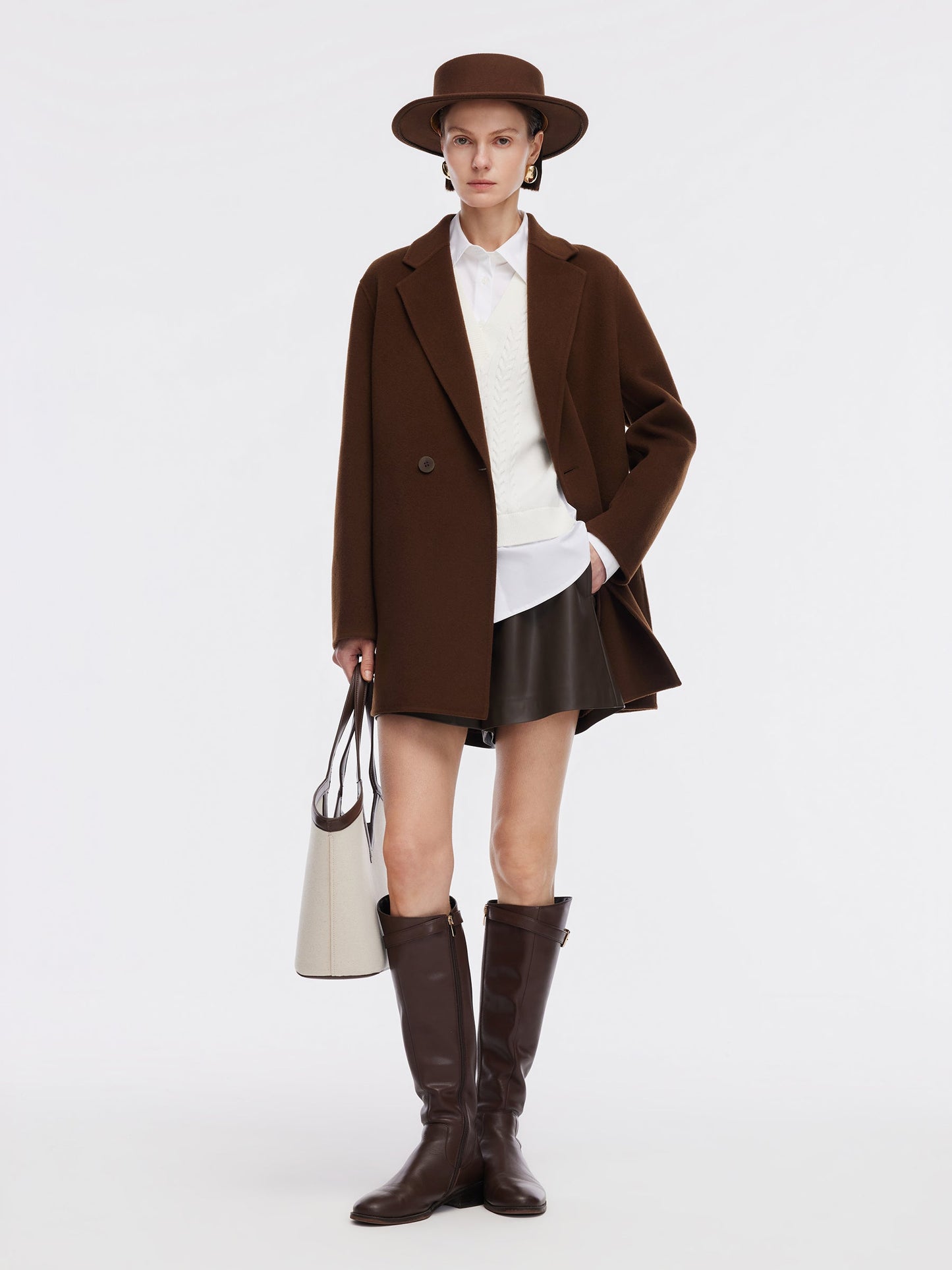Cashmere Wool Blend Double-Faced Women Coat