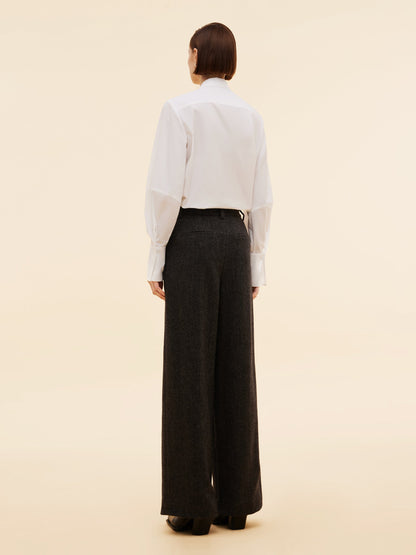 100% Washable Wool Straight Wide Leg Women Pants