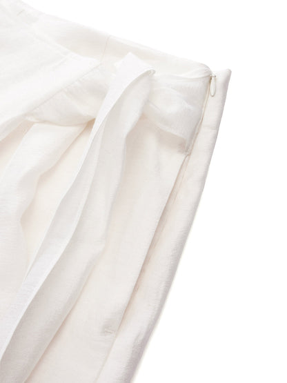 Lyocell Acetate Linen Blend Tie Front Women Pants