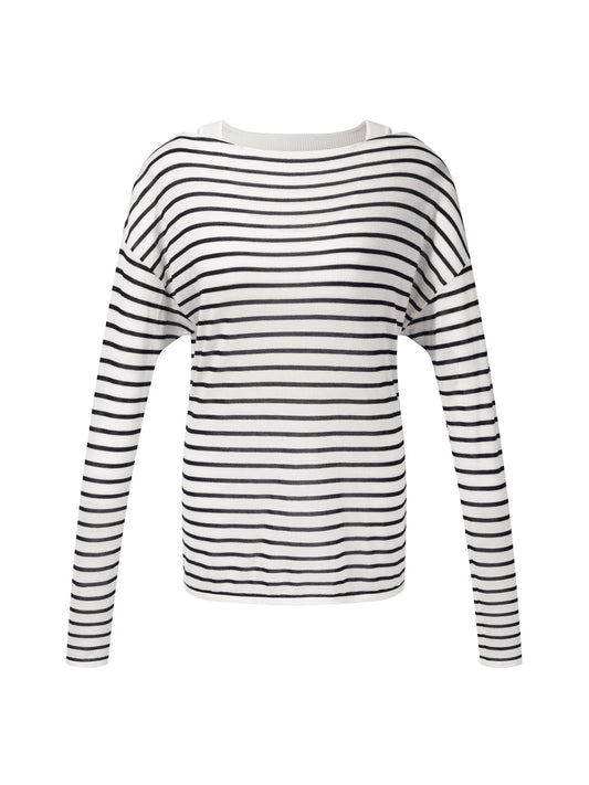 [Preview] Triacetate Tencel Blend Stripe Boat Neck Top And Tank Top Two-Piece Set