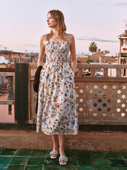 Tencel Blend Cardigan And Floral Print Strap Dress Two-Piece Set