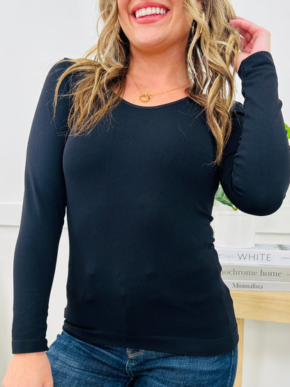 Seamless Reversible V Neck Long Sleeve Shapewear Top in Multiple Colors