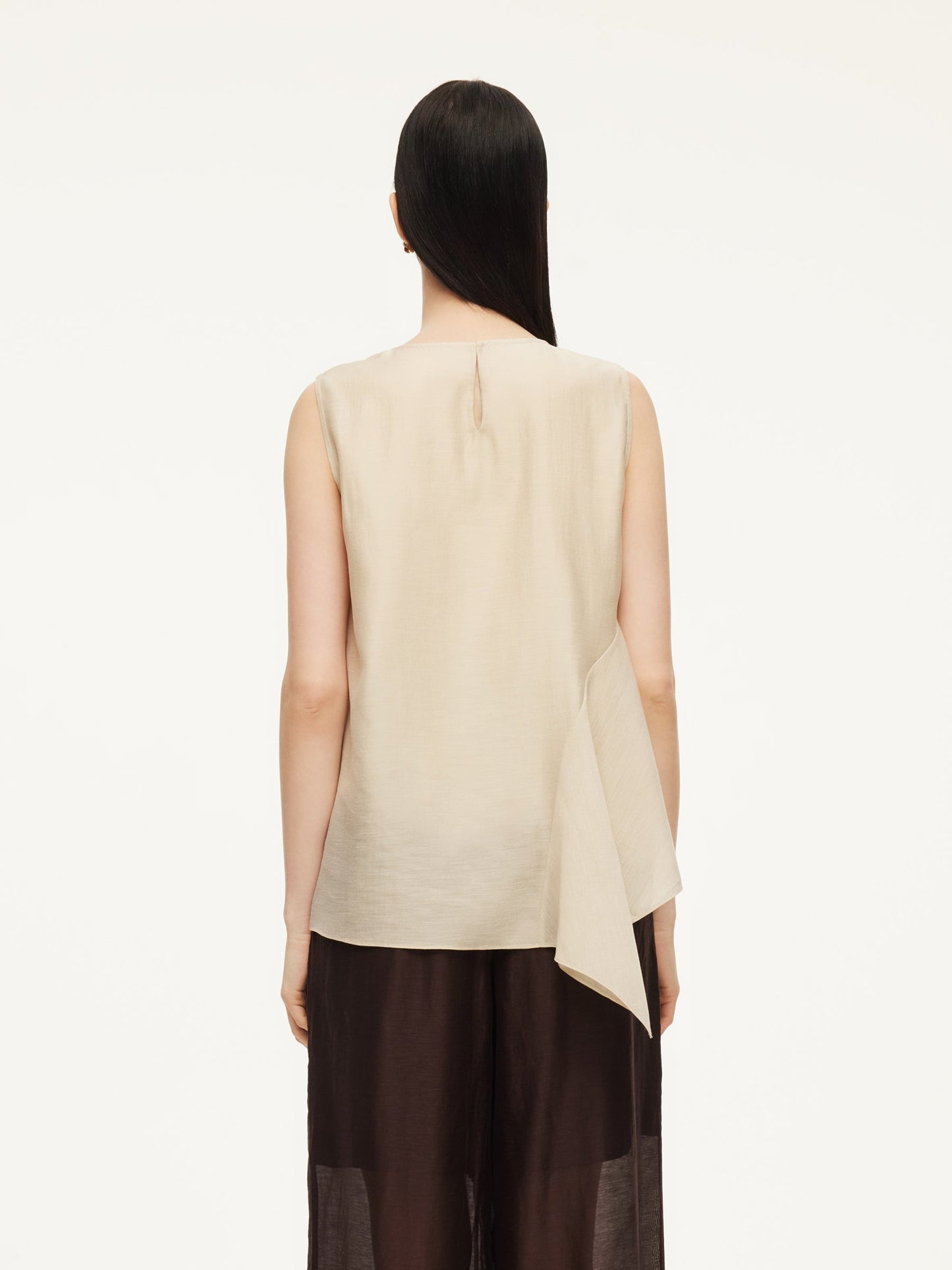 Lyocell Blend Ruffle-Detailing Women Tank Top
