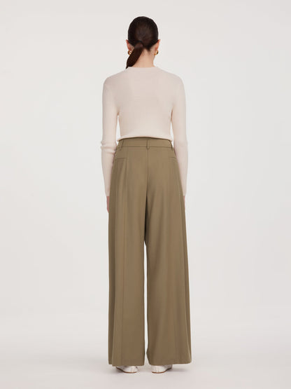 Cashmere Wool Blend Women Wide Leg Pants