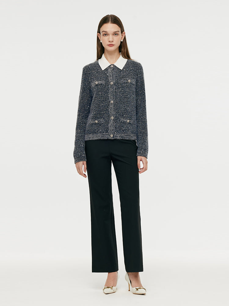 Wool Blend Sequins Women Cardigan