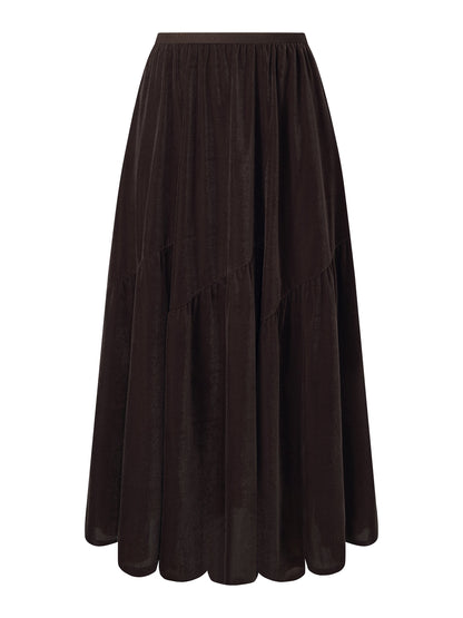 Velvet A-Line Elastic Waist Women Skirt