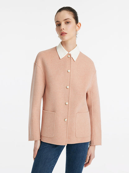 Pure Double-Faced Wool Round Neck Women Jacket