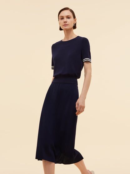 Tencel Blend Knit Top And Column Skirt Two-Piece Set