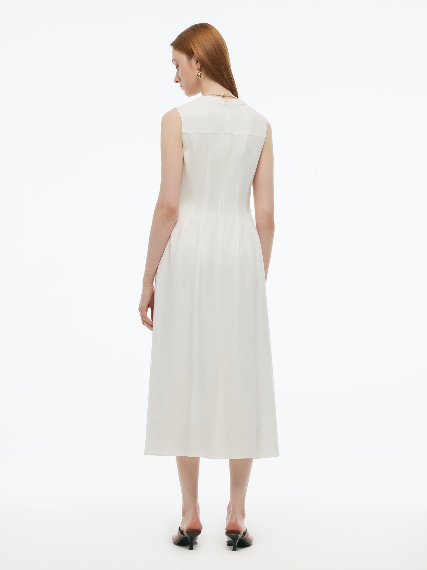 100% Acetate Faux-Layered Women Vest Maxi Dress
