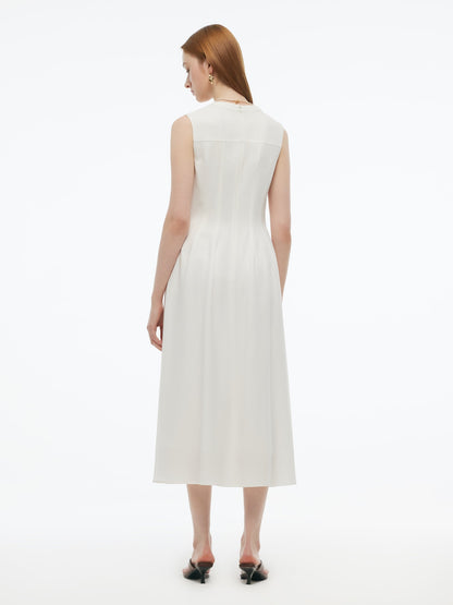 100% Acetate Faux-Layered Women Vest Maxi Dress