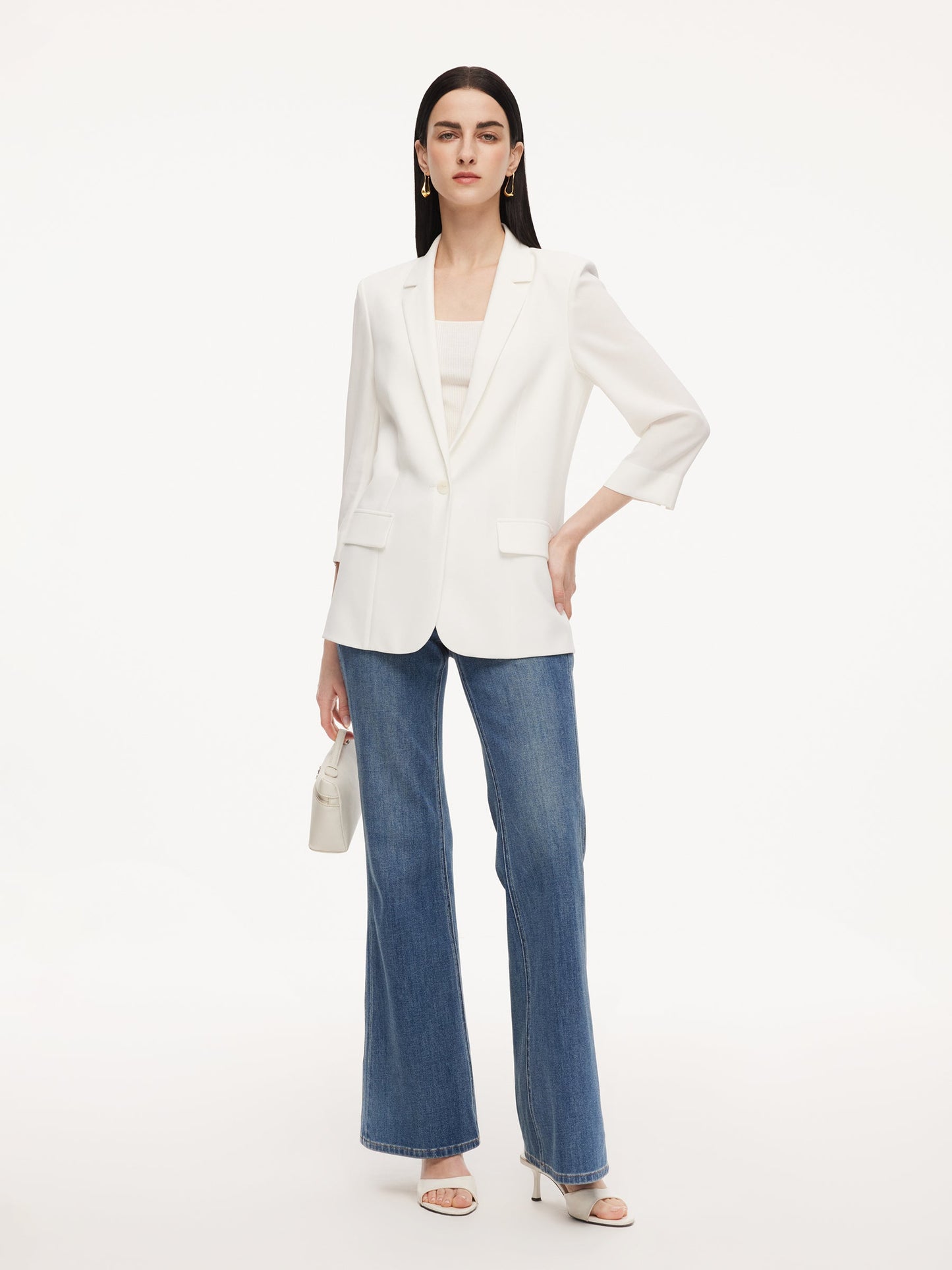 Acetate Blend Slim Fit Women Blazer
