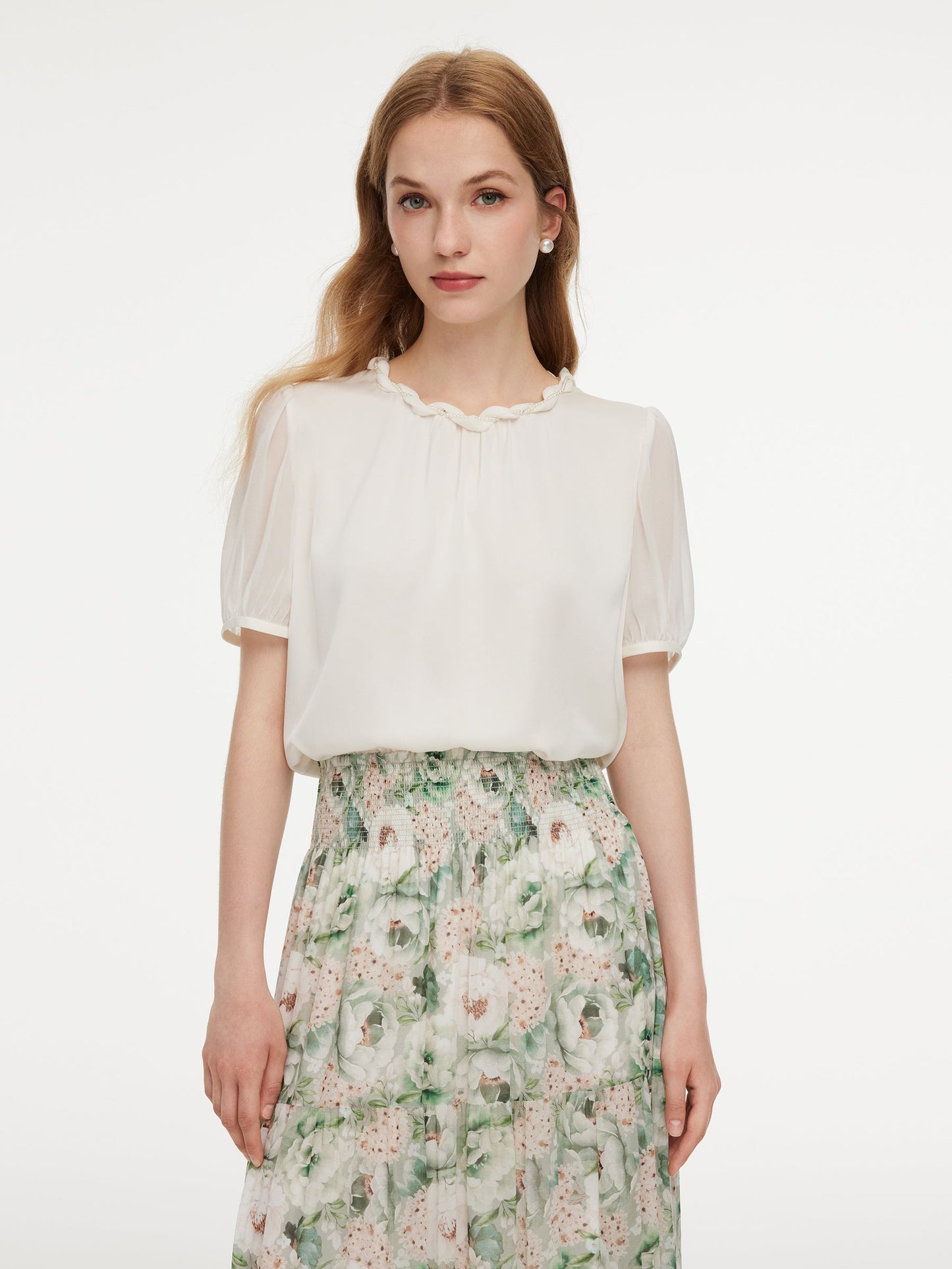22MM Mulberry Silk Twisted Round Neck Women Blouse