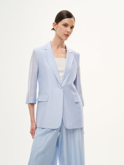 Tencel Acetate Blend 3/4 Sleeve Women Blazer