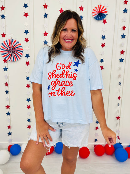 God Shed His Grace Boxy Graphic Tee