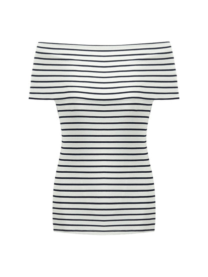 Off Shoulder Striped Slim Top