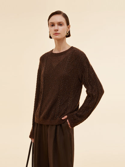Mohair Wool Blend Sequins Women Sweater