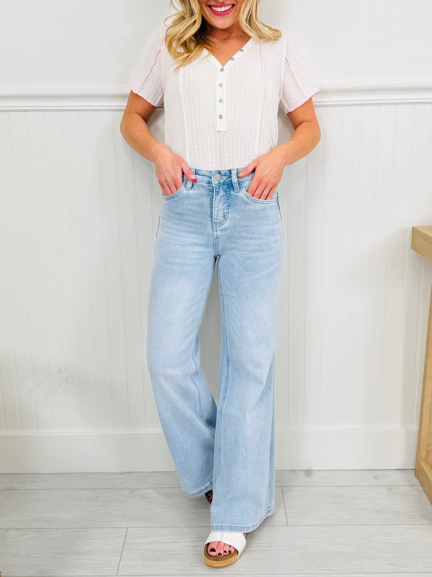 Bow Bliss Wide Leg Jeans with Tummy Control