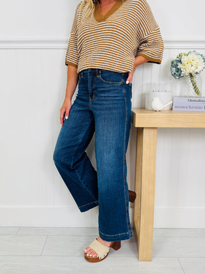 Judy Blue Set The Standard Tummy Control Ankle Wide Jeans