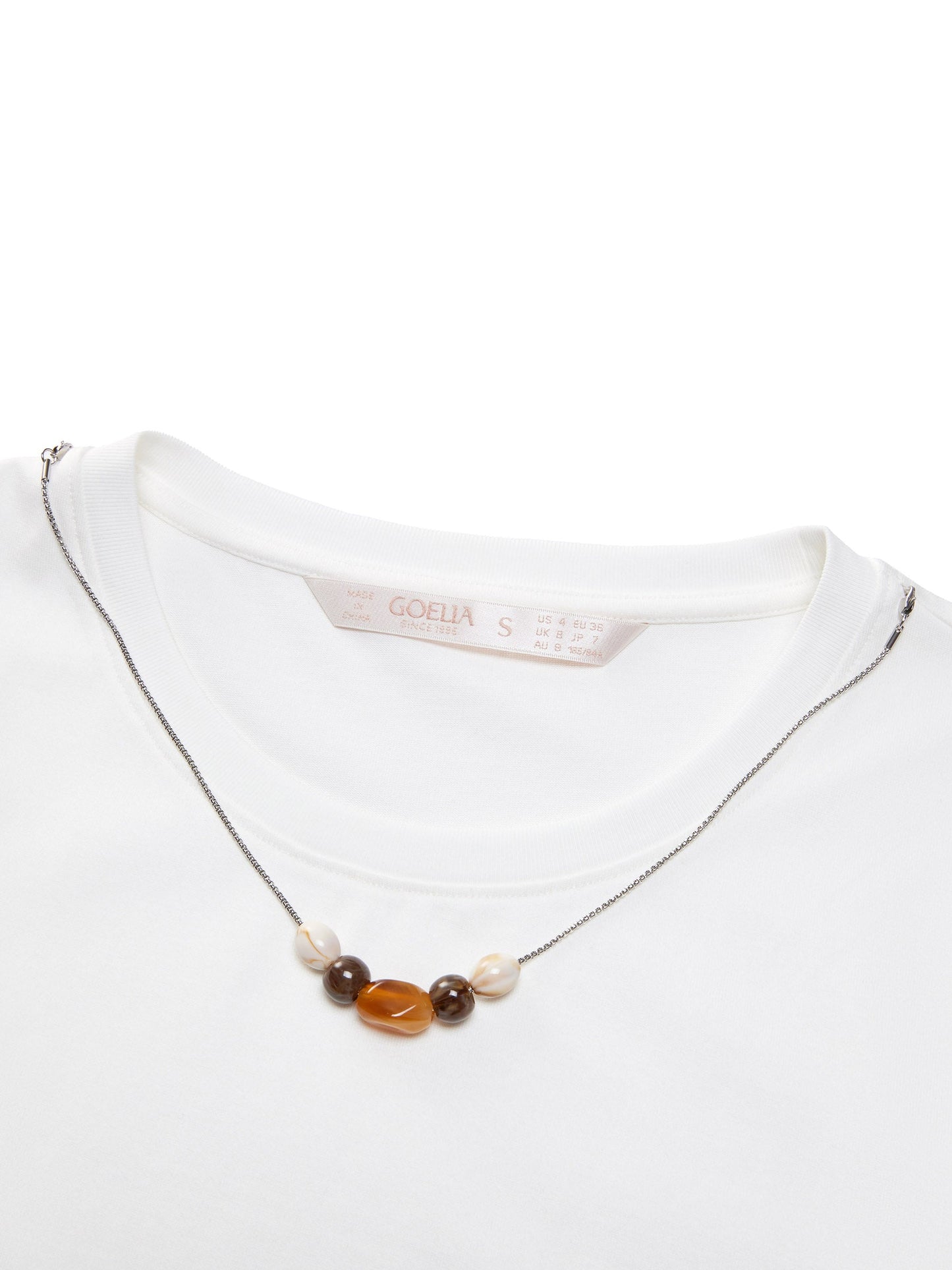 Cotton Side Twist Women T-Shirt With Detachable Beaded Chain