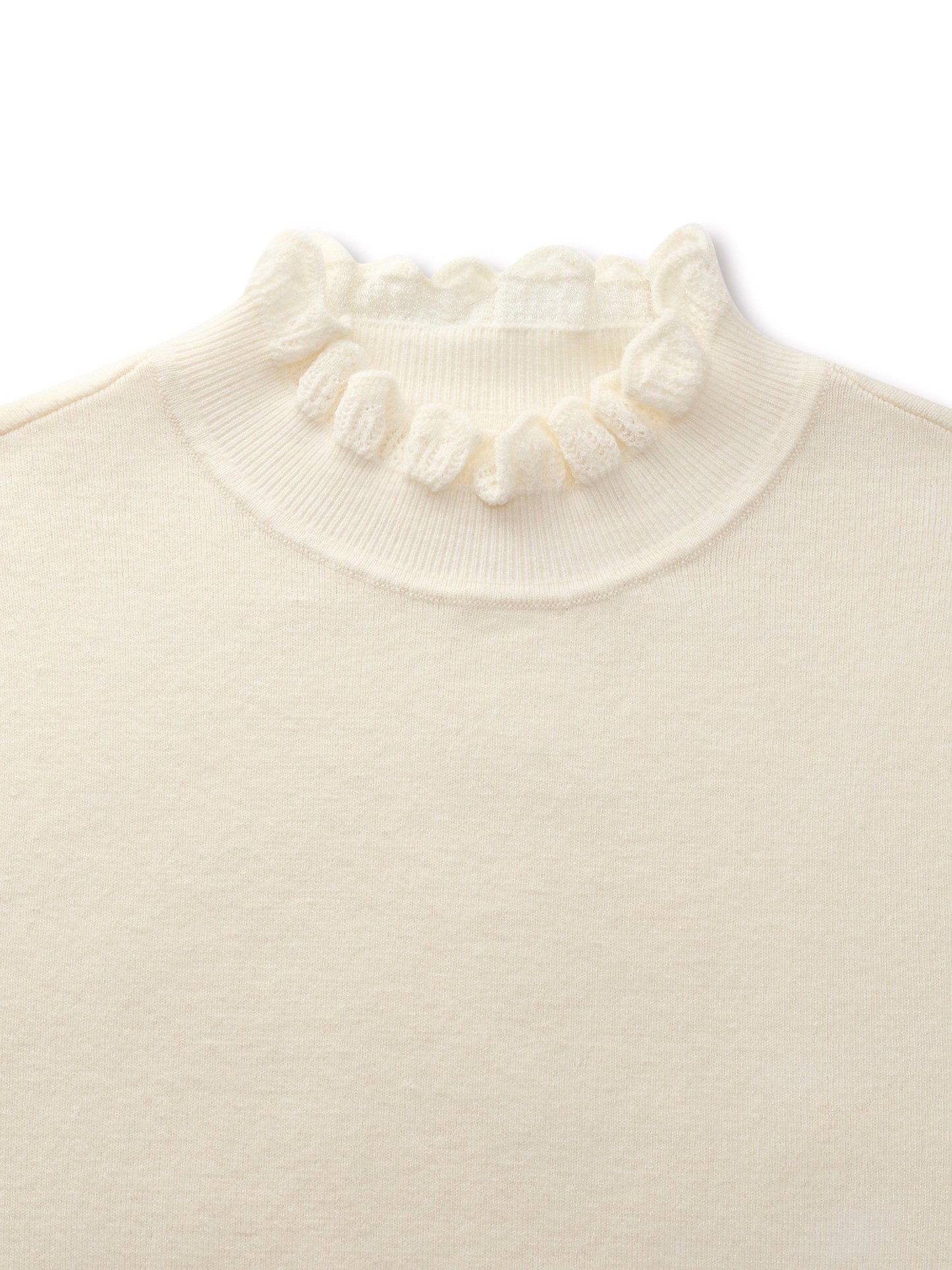 Tencel Wool Blend Ruffle Neck Women Sweater