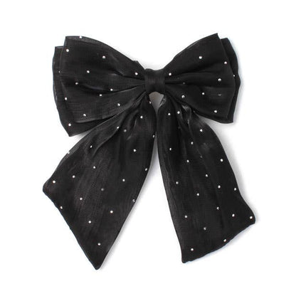 Black Diamante Bow Hair Clip