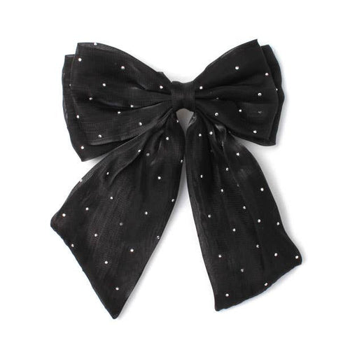 Black Diamante Bow Hair Clip