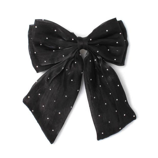 Black Diamante Bow Hair Clip