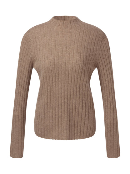 100% Cashmere Seamless Mock Neck Women Sweater