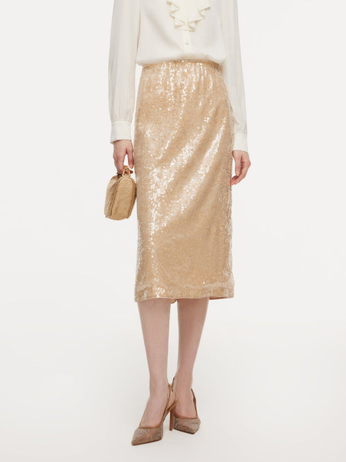 Lace Sequins H-Line Women Skirt