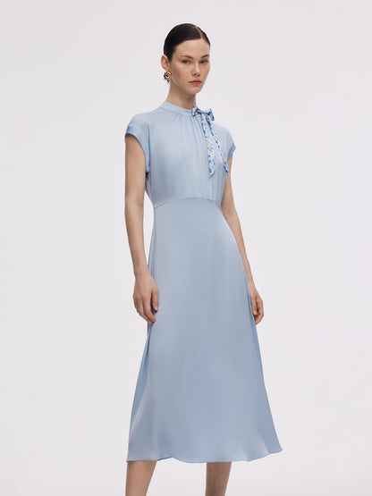22MM Mulberry Silk Women Midi Dress With Two Silk Scarves