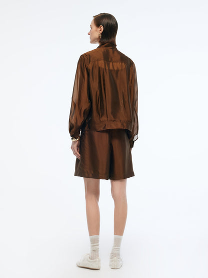 Mulberry Silk Blend Women Sheer Shorts