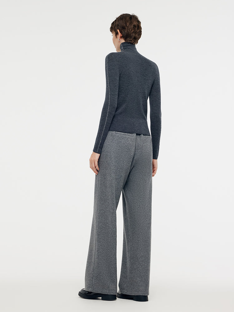 Machine Washable Wool Turtleneck Women Knit Top