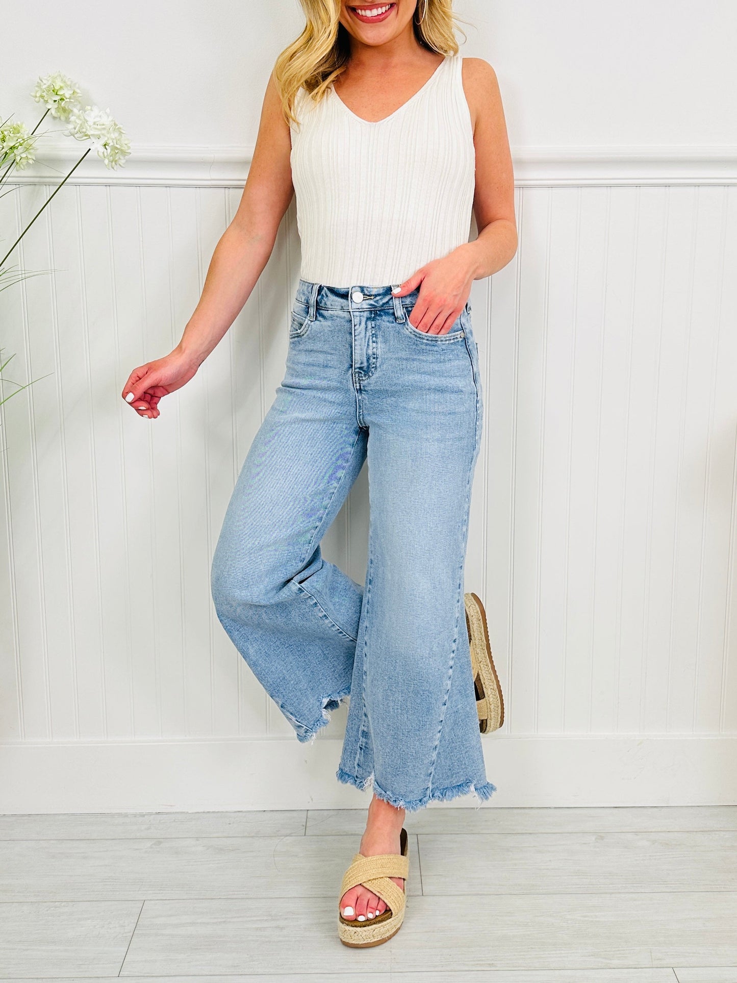 Made To Flatter Tummy Control Wide Leg Cropped Jeans