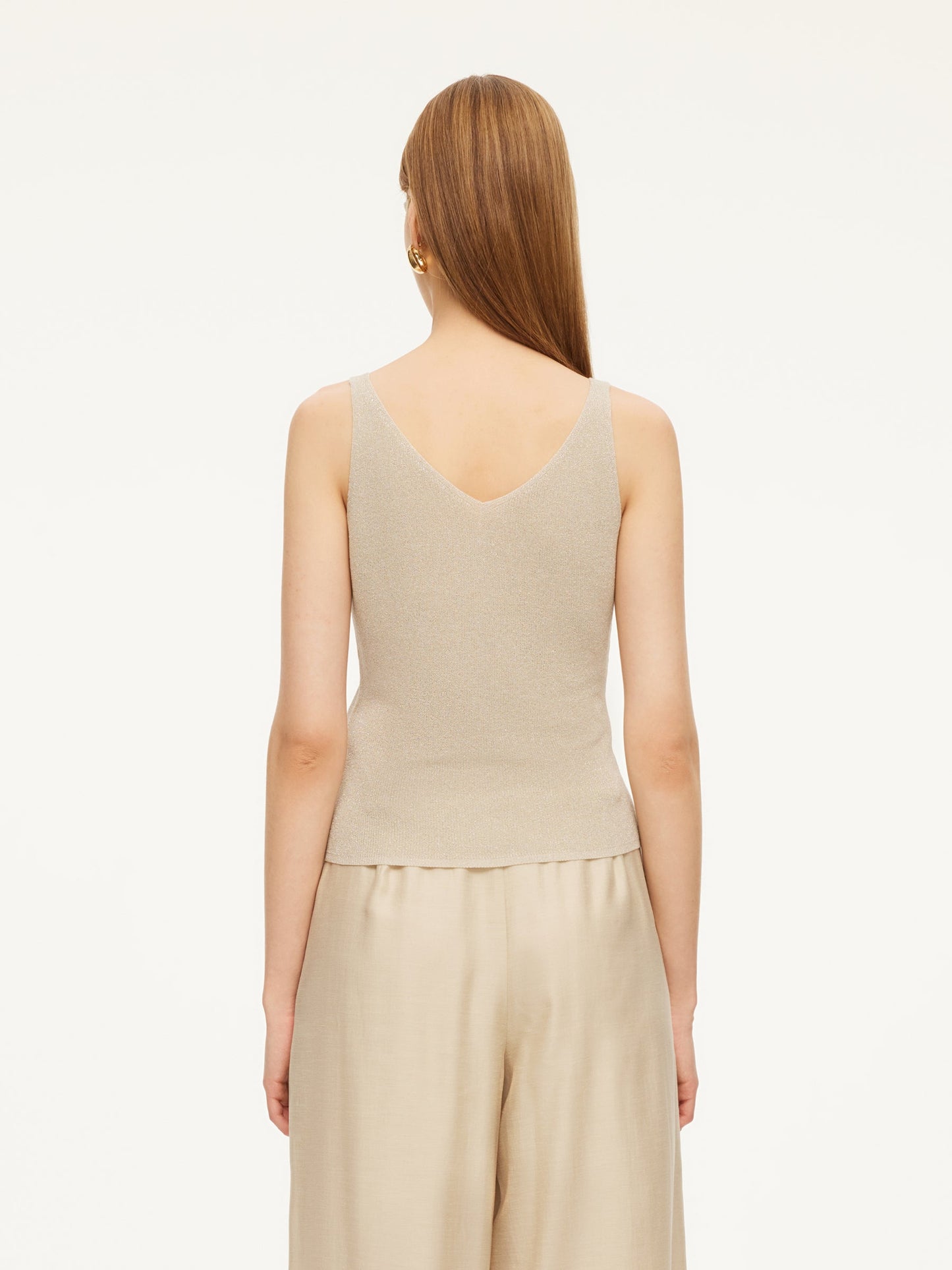 Glittering V-Neck Women Knit Tank Top