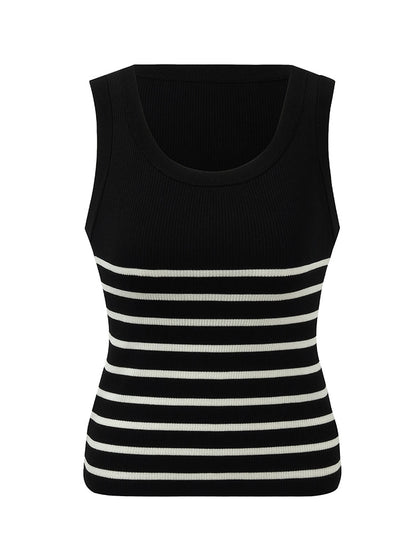 Acetate Cotton Knitted Striped Tank Top