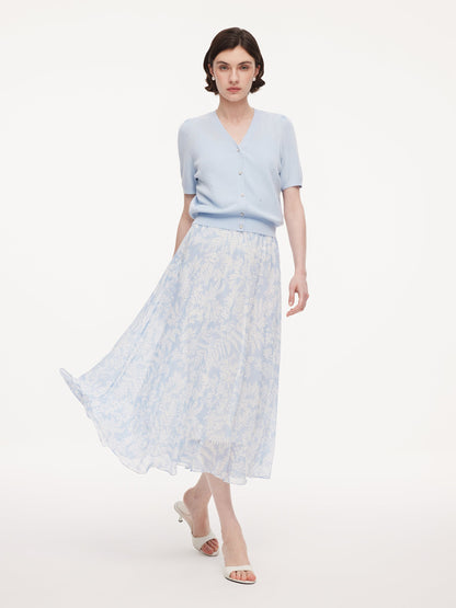 10MM Mulberry Silk Floral Print Women Skirt With Scrunchie