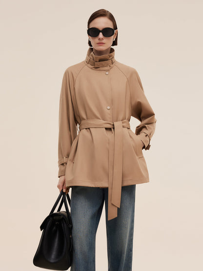 100% Worsted Wool Women Trench Coat