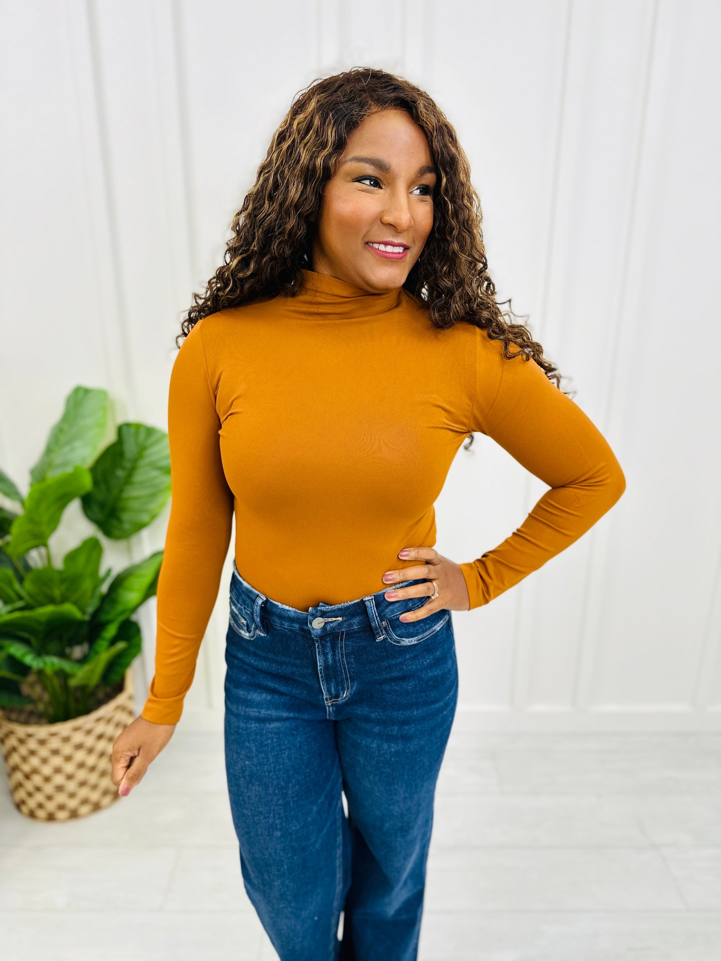 Seamless Mock Neck Long Sleeve Shapewear Top in Multiple Colors