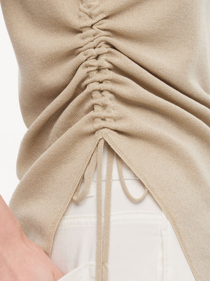 Lyocell Blend Side Drawstring Women Asymmetric Knit Top