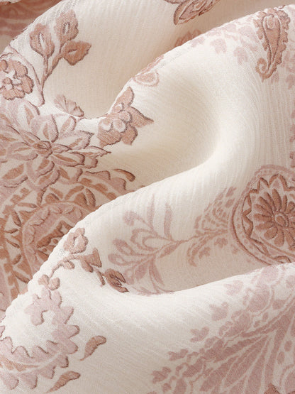 10MM Mulberry Silk Paisley Print Women Maxi Dress With Two Self-Tie Belts