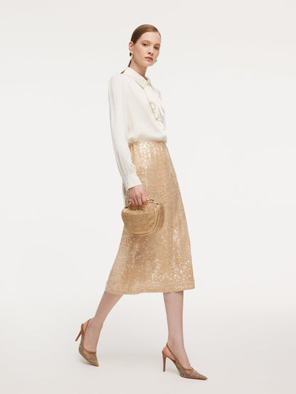 Lace Sequins H-Line Women Skirt