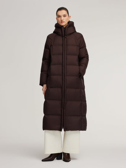 Cocoon Hooded Long Goose Down Puffer Coat