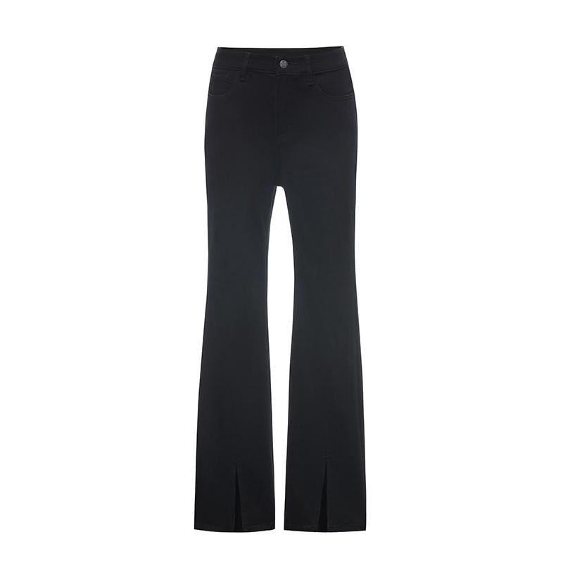 Black Split Hem Flare Jeans
