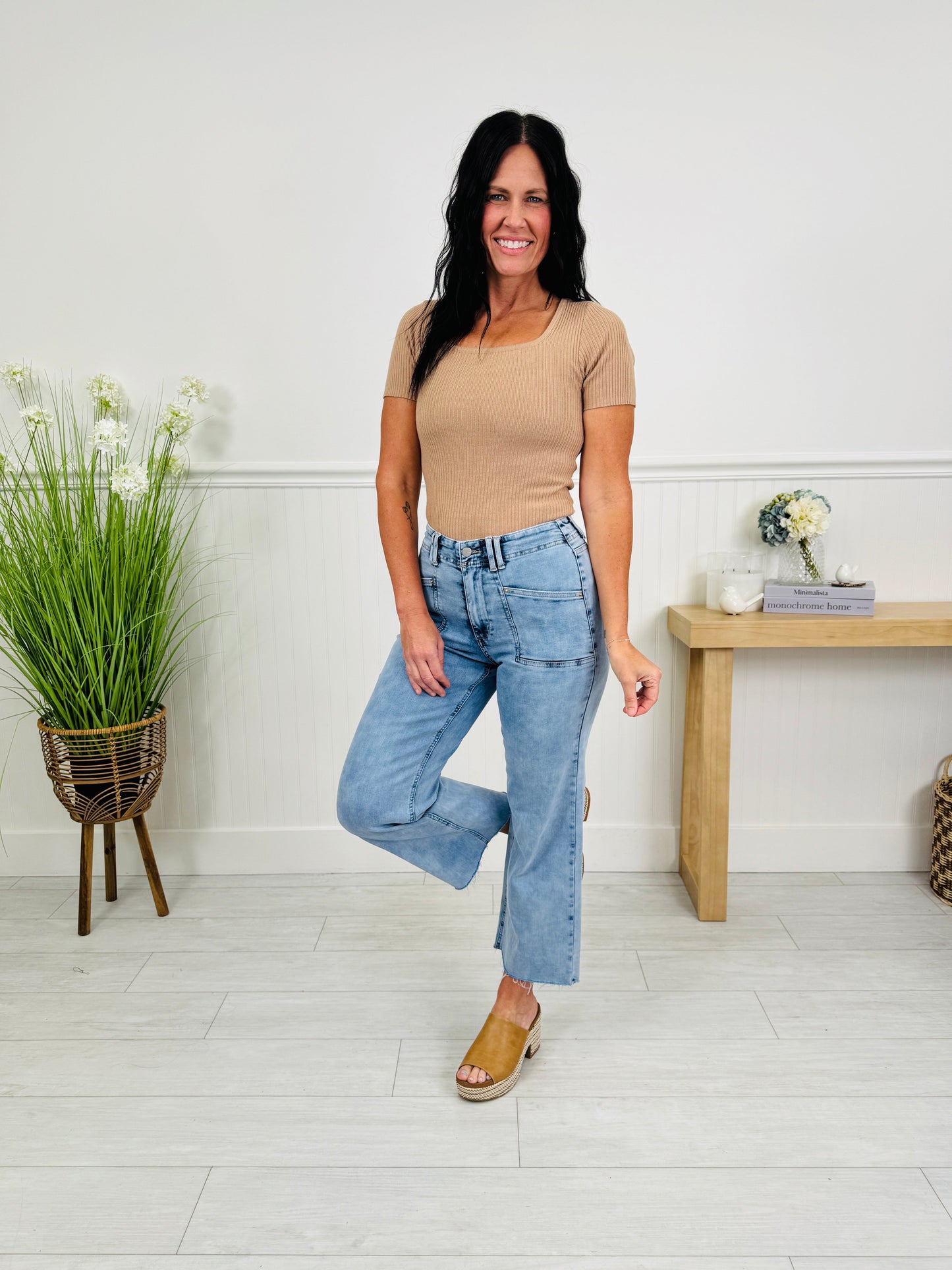 Summer Mood Cropped Wide Leg Jeans