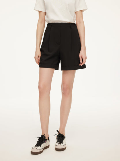 Stretch Adjustable Waist Women A-Line Shorts