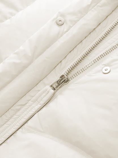 Cocoon Hooded Zip-Up Long Goose Down Coat