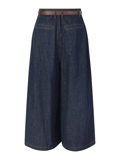 100% Cotton Denim Women Culottes With Belt