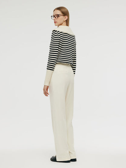 Full-Length Slit Knitted Women Pants