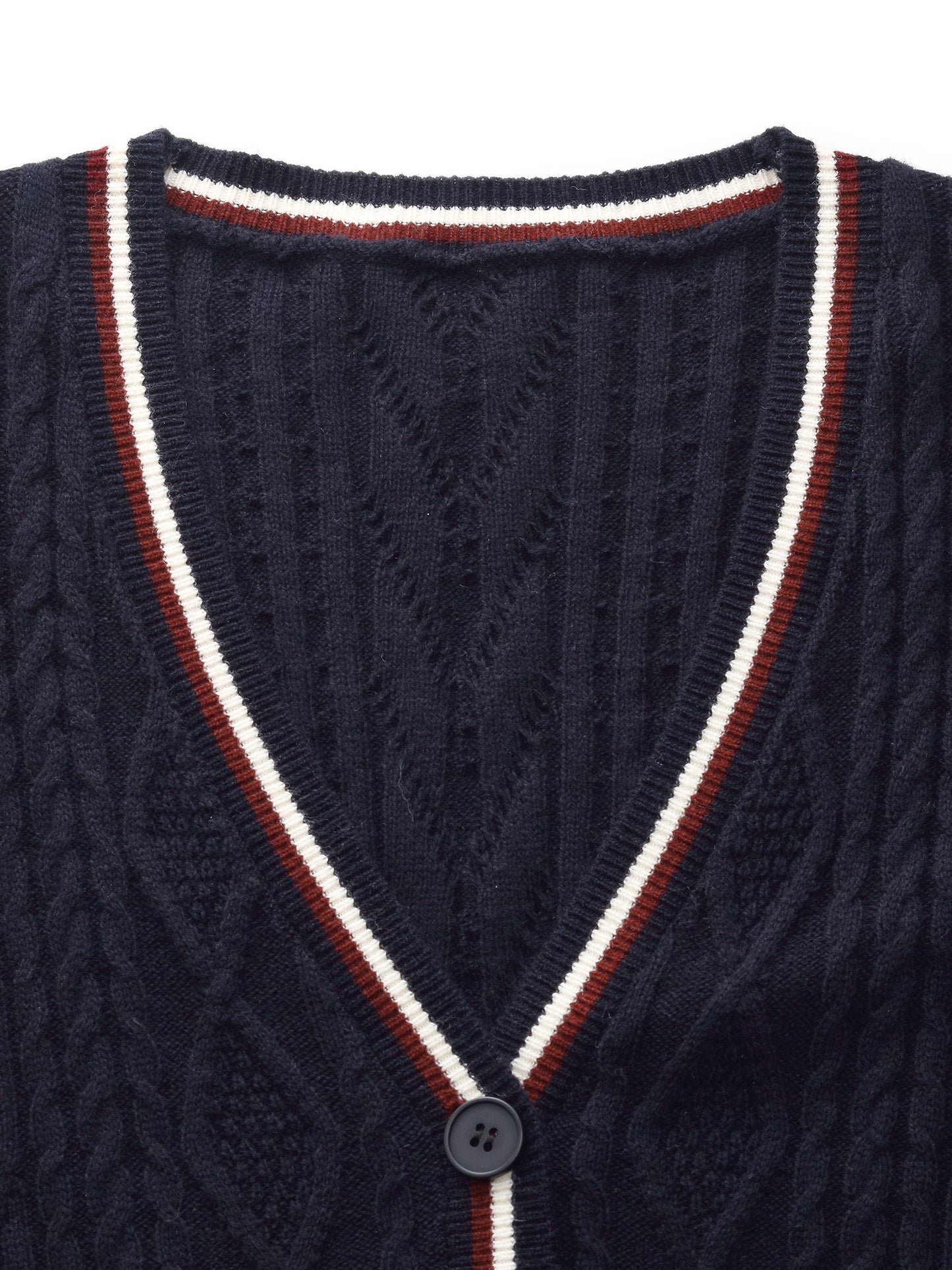 Wool Blend Contrast Trim Women Cardigan